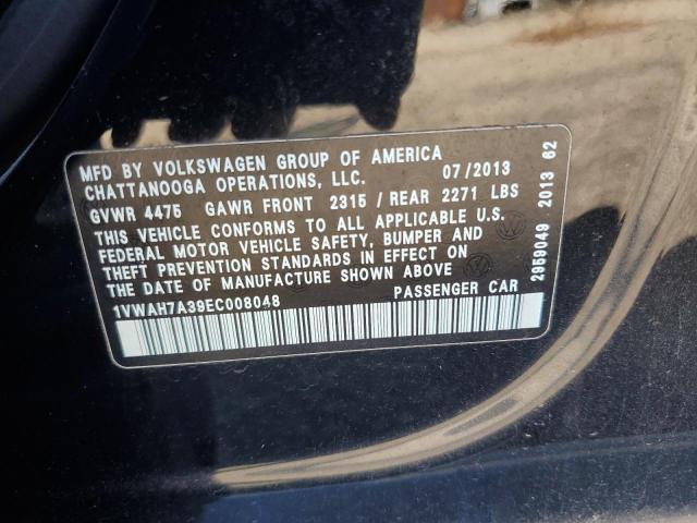 1VWAH7A39EC008048 - 2014 VOLKSWAGEN PASSAT S შავი ფოტო 12