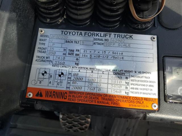 8FGCU2562902 - 2014 TOYT FORKLIFT ORANGE photo 10