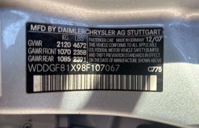 WDDGF81X98F107067 - 2008 MERCEDES-BENZ C 300 4MATIC SILVER photo 10