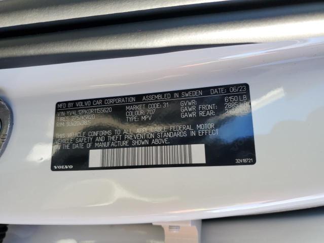 YV4L12PK0R1155620 - 2024 VOLVO XC90 CORE WHITE photo 12