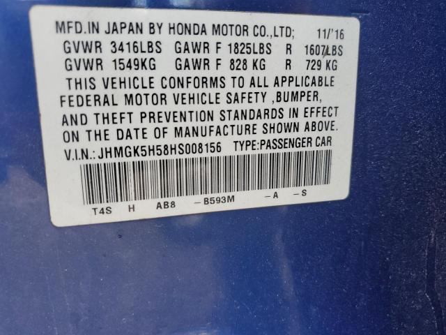 JHMGK5H58HS008156 - 2017 HONDA FIT LX BLUE photo 13