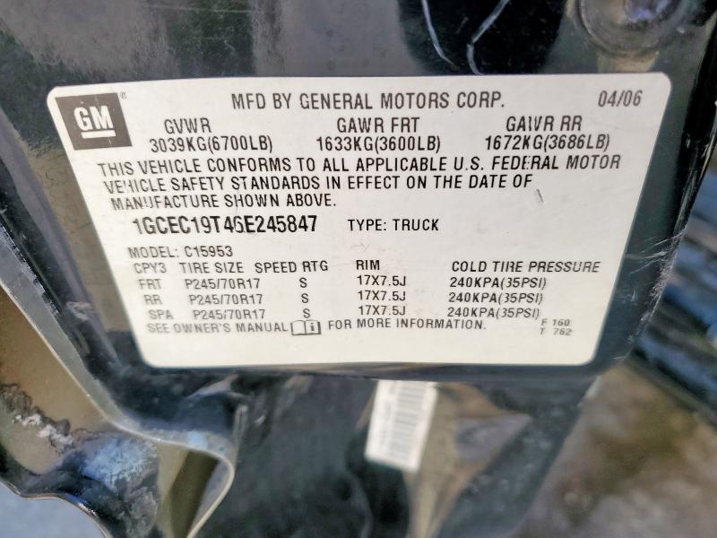 1GCEC19T46E245847 - 2006 CHEVROLET SILVERADO C1500 Սև լուսանկար 12