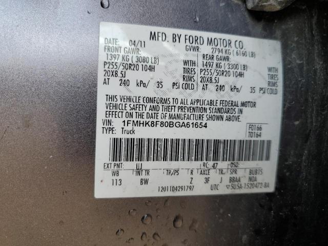 1FMHK8F80BGA61654 - 2011 FORD EXPLORER LIMITED Boz foto 14