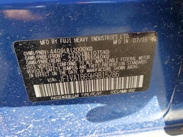 JF1VA1B69H9815286 - 2017 SUBARU WRX BLUE photo 13