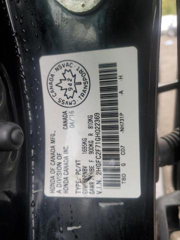 2HGFC2F71GH022369 - 2016 HONDA CIVIC EX Qara foto 12