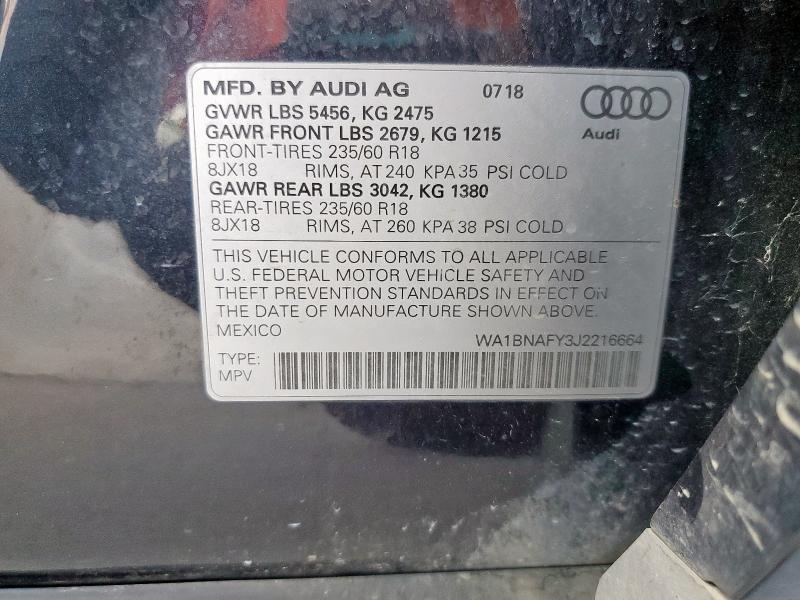 WA1BNAFY3J2216664 - 2018 AUDI Q5 PREMIUM PLUS BLACK photo 14