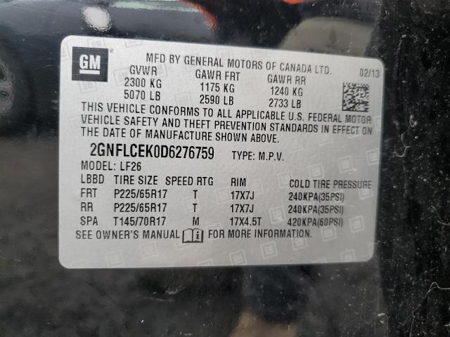 2GNFLCEK0D6276759 - 2013 CHEVROLET EQUINOX LS BLACK photo 12