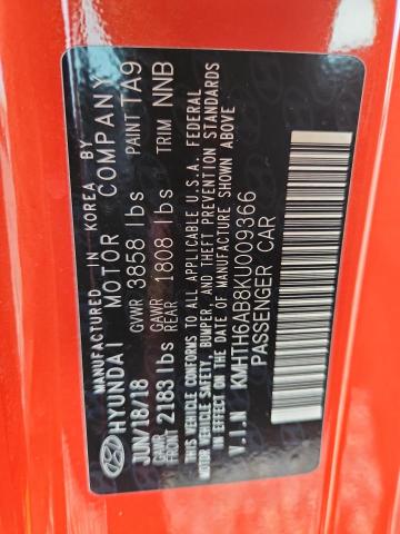 KMHTH6AB8KU009366 - 2019 HYUNDAI VELOSTER TURBO Նարնջագույն լուսանկար 12