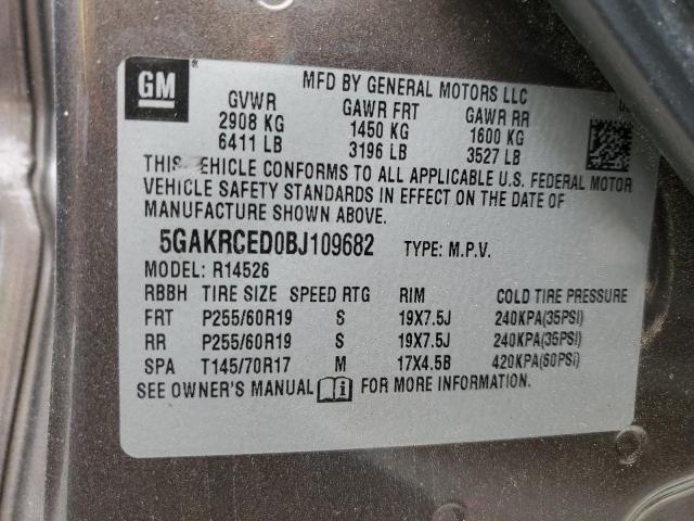 5GAKRCED0BJ109682 - 2011 BUICK ENCLAVE CXL Қоңыр фото 13