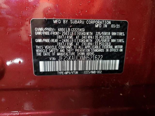 JF2SKAUCXMH521622 - 2021 SUBARU FORESTER LIMITED RED photo 14