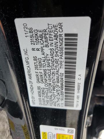 19UUB5F49MA004102 - 2021 ACURA TLX TECHNOLOGY BLACK photo 12