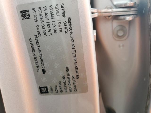 1GCRWAEH9KZ234324 - 2019 CHEVROLET SILVERADO C1500 ნაცრისფერი ფოტო 12