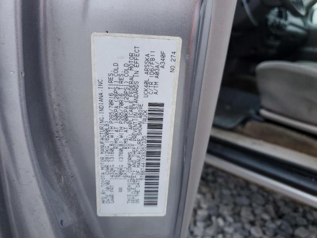 5TBBT441X3S357335 - 2003 TOYOTA TUNDRA ACCESS CAB SR5 SILVER photo 12