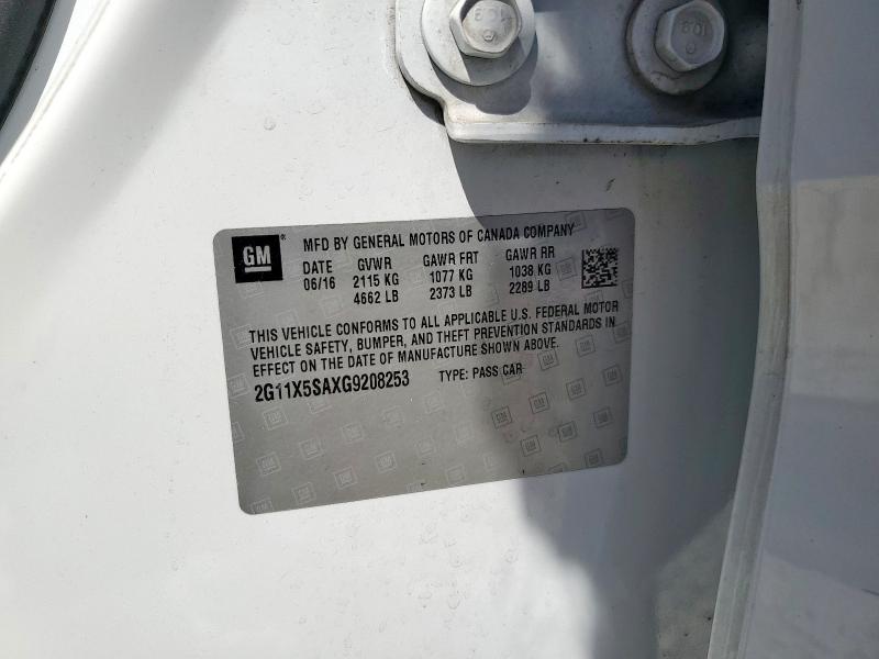 2G11X5SAXG9208253 - 2016 CHEVROLET IMPALA LS WHITE photo 12