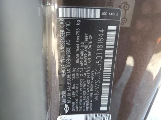 WMWSU3C55BT181844 - 2011 MINI COOPER 棕色 照片 12