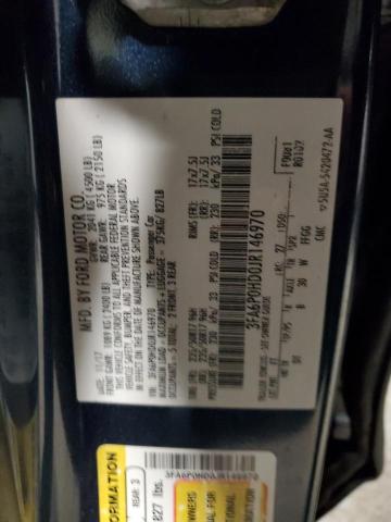 3FA6P0HD0JR146970 - 2018 FORD FUSION SE BLUE photo 12