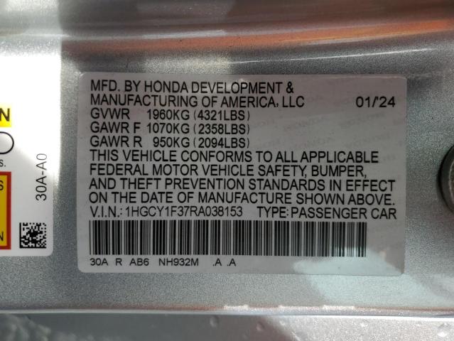 1HGCY1F37RA038153 - 2024 HONDA ACCORD EX GRAY photo 13