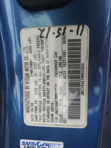 JNKCV64E79M602504 - 2009 INFINITI G37 BASE BLUE photo 12