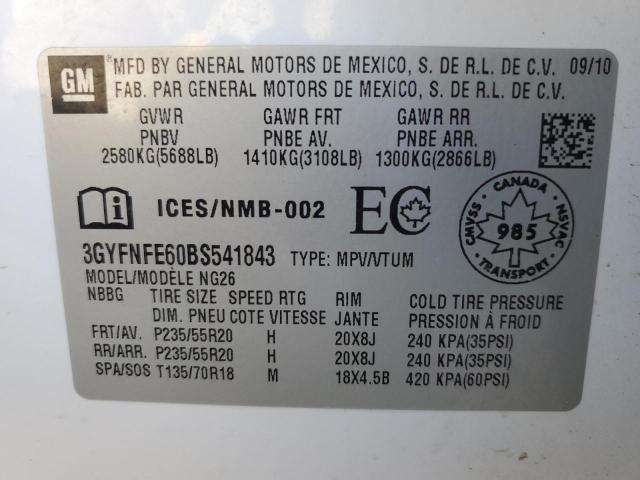 3GYFNFE60BS541843 - 2011 CADILLAC SRX PREMIUM COLLECTION 白色 照片 13