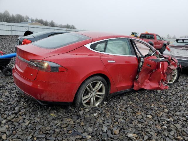 5YJSA1H19EFP34251 - 2014 TESLA MODEL S RED photo 3