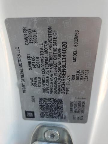 1GCHSBEN6L1144020 - 2020 CHEVROLET COLORADO 白色 照片 12