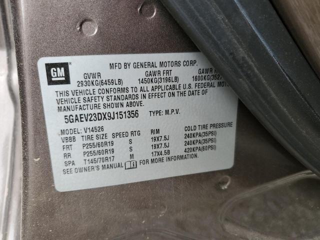 5GAEV23DX9J151356 - 2009 BUICK ENCLAVE CXL BROWN photo 13