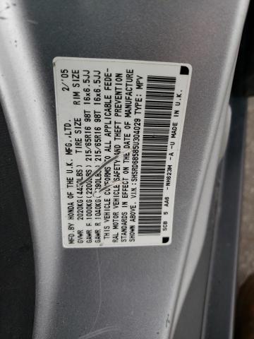 SHSRD68585U304029 - 2005 HONDA CR-V LX SILVER photo 12