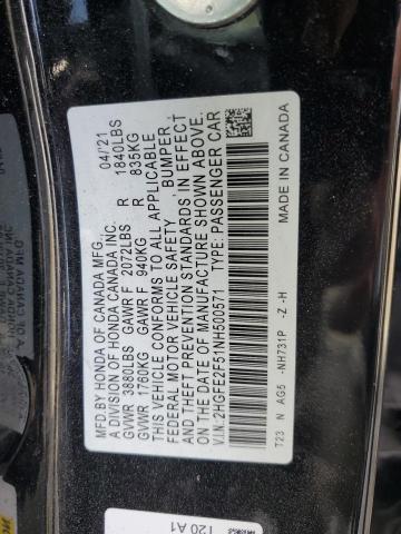 2HGFE2F51NH500571 - 2022 HONDA CIVIC SPORT 黑色 照片 12