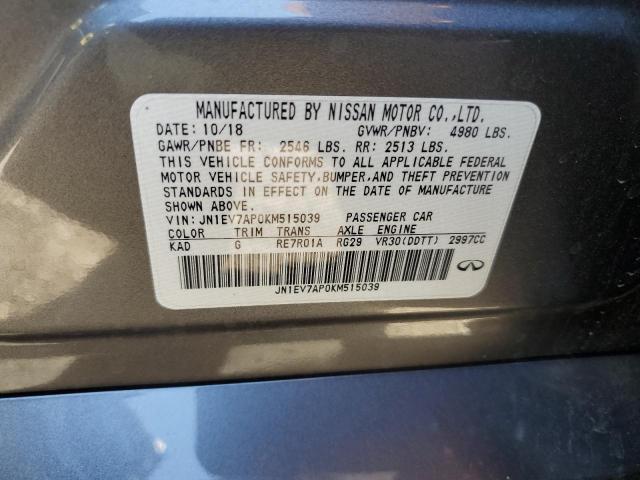 JN1EV7AP0KM515039 - 2019 INFINITI Q50 LUXE GRAY photo 13