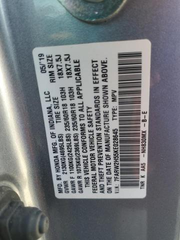 7FARW2H55KE028645 - 2019 HONDA CR-V EX 银色 照片 14