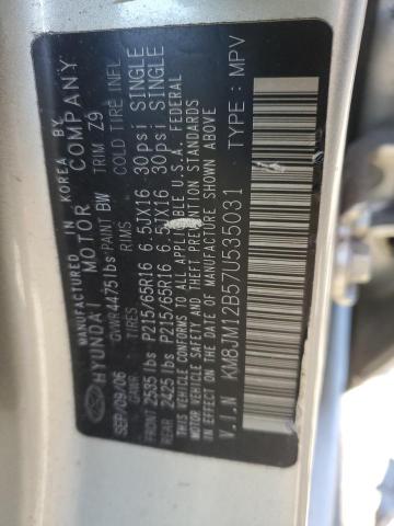 KM8JM12B57U535031 - 2007 HYUNDAI TUCSON GLS SILVER photo 12