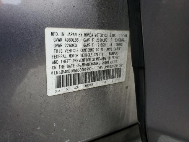 JH4KB16565C006790 - 2005 ACURA RL GRAY photo 12