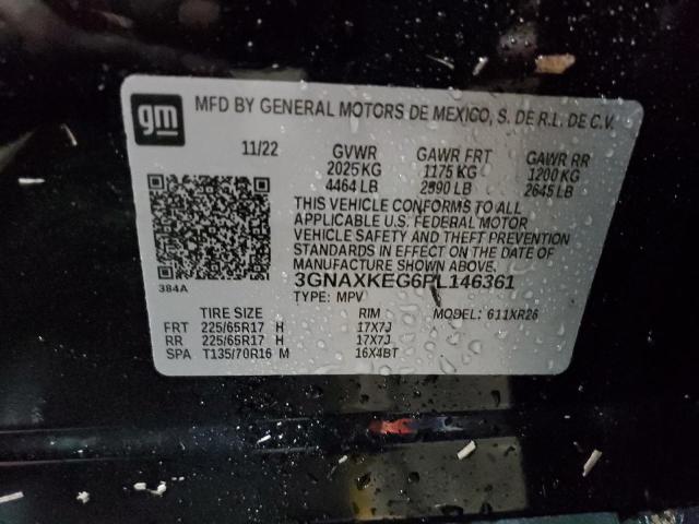 3GNAXKEG6PL146361 - 2023 CHEVROLET EQUINOX LT BLACK photo 13