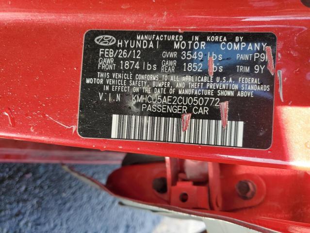 KMHCU5AE2CU050772 - 2012 HYUNDAI ACCENT GLS RED photo 13