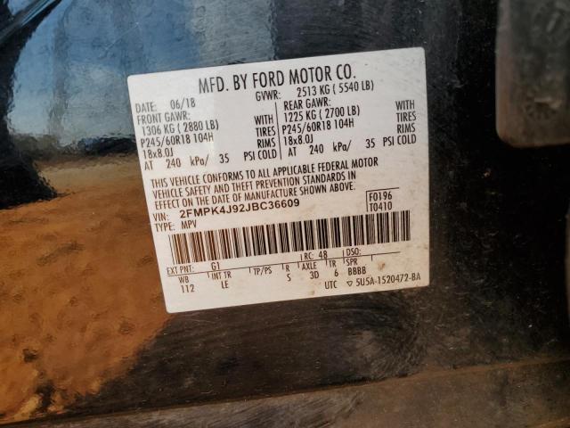 2FMPK4J92JBC36609 - 2018 FORD EDGE SEL შავი ფოტო 13