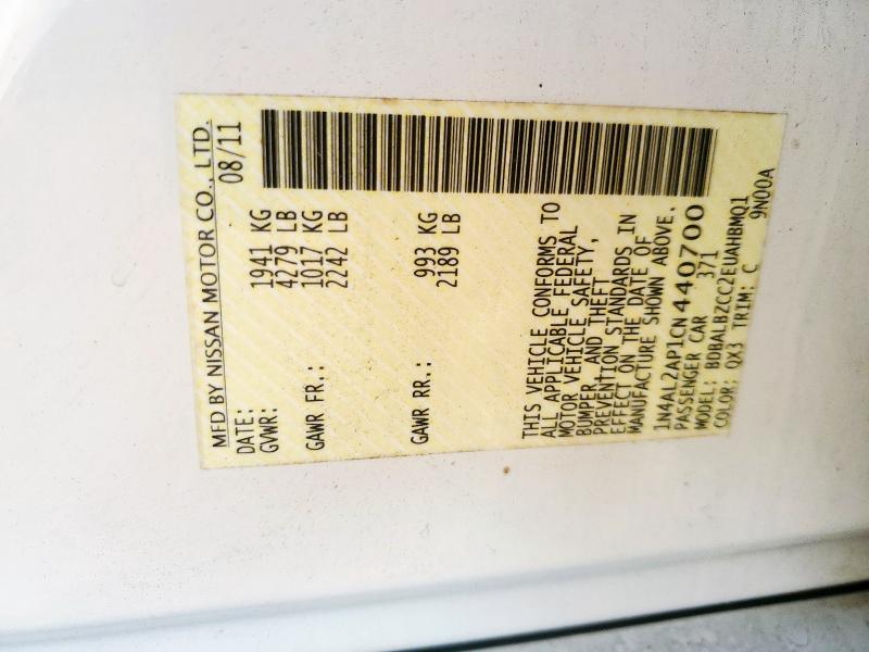 1N4AL2AP1CN440700 - 2012 NISSAN ALTIMA BASE WHITE photo 12