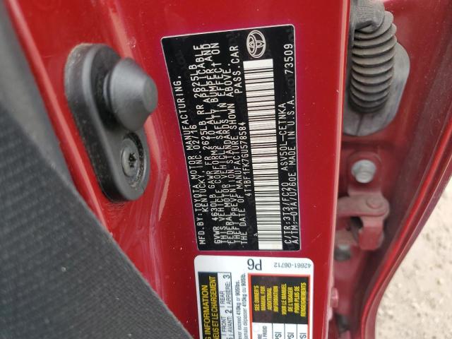 4T1BF1FK7GU578584 - 2016 TOYOTA CAMRY LE RED photo 12