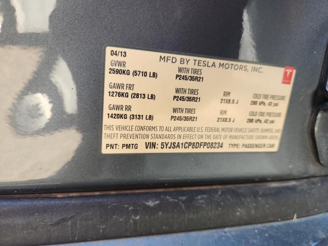 5YJSA1CP8DFP08234 - 2013 TESLA MODEL S 灰色 照片 12