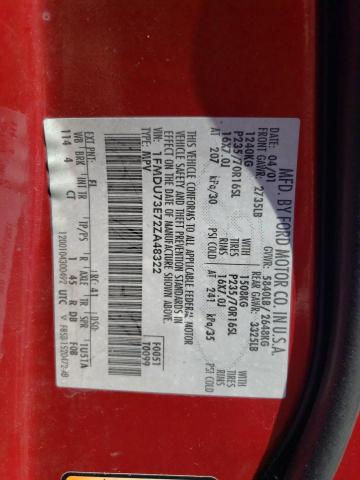 1FMDU73E72ZA48322 - 2002 FORD EXPLORER XLT Czerwony zdjęcie 12