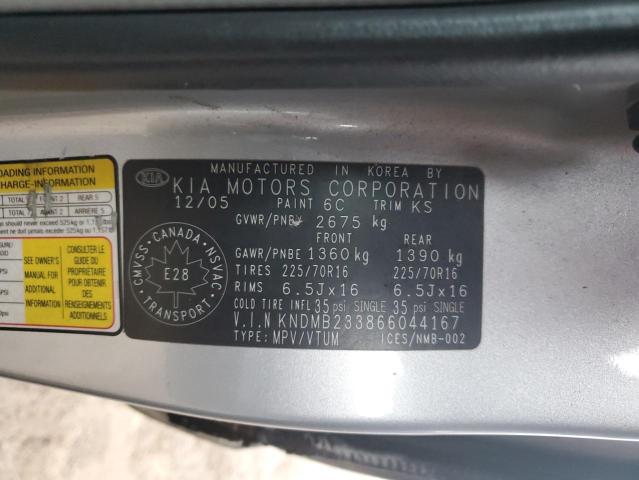 KNDMB233866044167 - 2006 KIA SEDONA EX SILVER photo 14