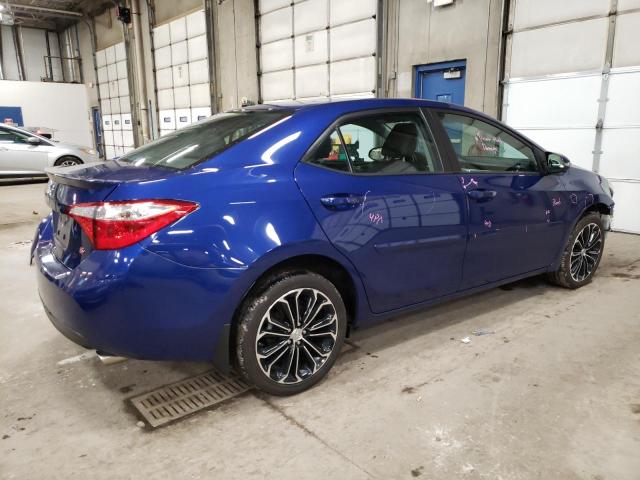 2T1BURHE0EC201606 - 2014 TOYOTA COROLLA L BLUE photo 3