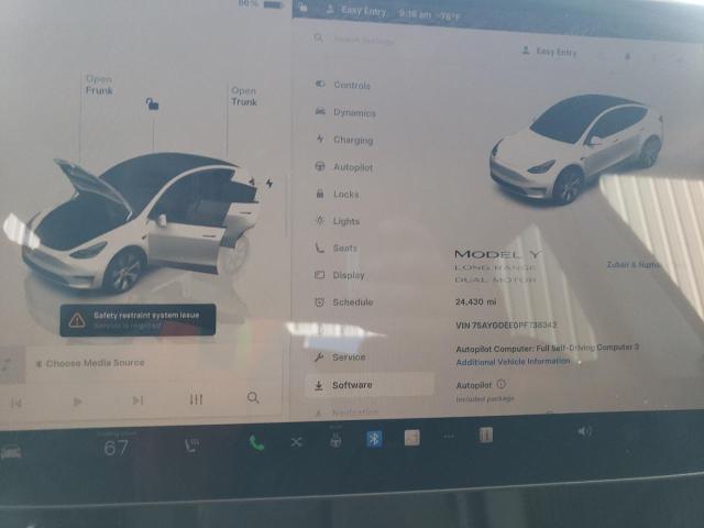 7SAYGDEE0PF738342 - 2023 TESLA MODEL Y Սպիտակ լուսանկար 9