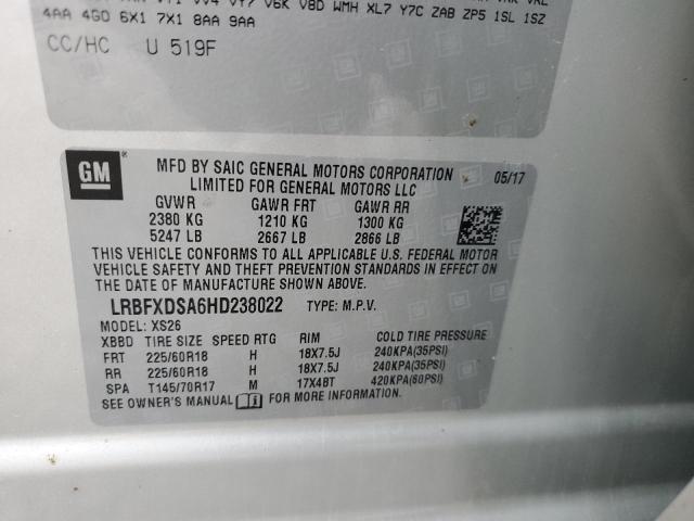 LRBFXDSA6HD238022 - 2017 BUICK ENVISION ESSENCE SILVER photo 14