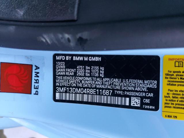 3MF13DM04R8E11687 - 2024 BMW M2 BLUE photo 12