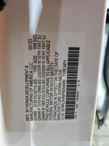 5FNRL6H88PB064889 - 2023 HONDA ODYSSEY TOURING WHITE photo 13