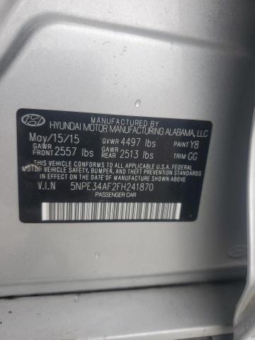 5NPE34AF2FH241870 - 2015 HYUNDAI SONATA SPORT 银色 照片 12