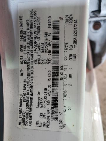 3FADP4BJ9EM157059 - 2014 FORD FIESTA SE თეთრი ფოტო 12