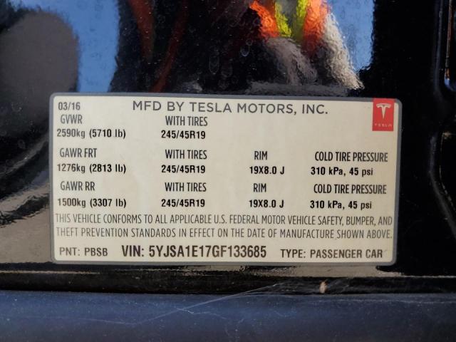 5YJSA1E17GF133685 - 2016 TESLA MODEL S Negro foto 12