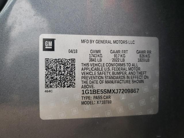 1G1BE5SMXJ7209867 - 2018 CHEVROLET CRUZE LT GRAY photo 13