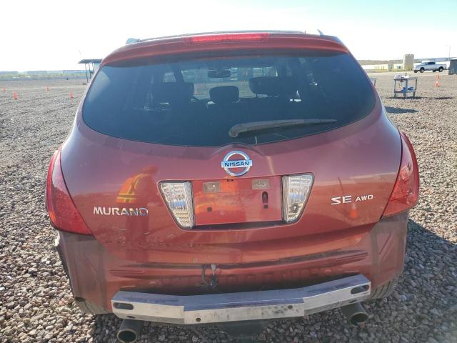 JN8AZ08W67W647243 - 2007 NISSAN MURANO SL RED photo 6